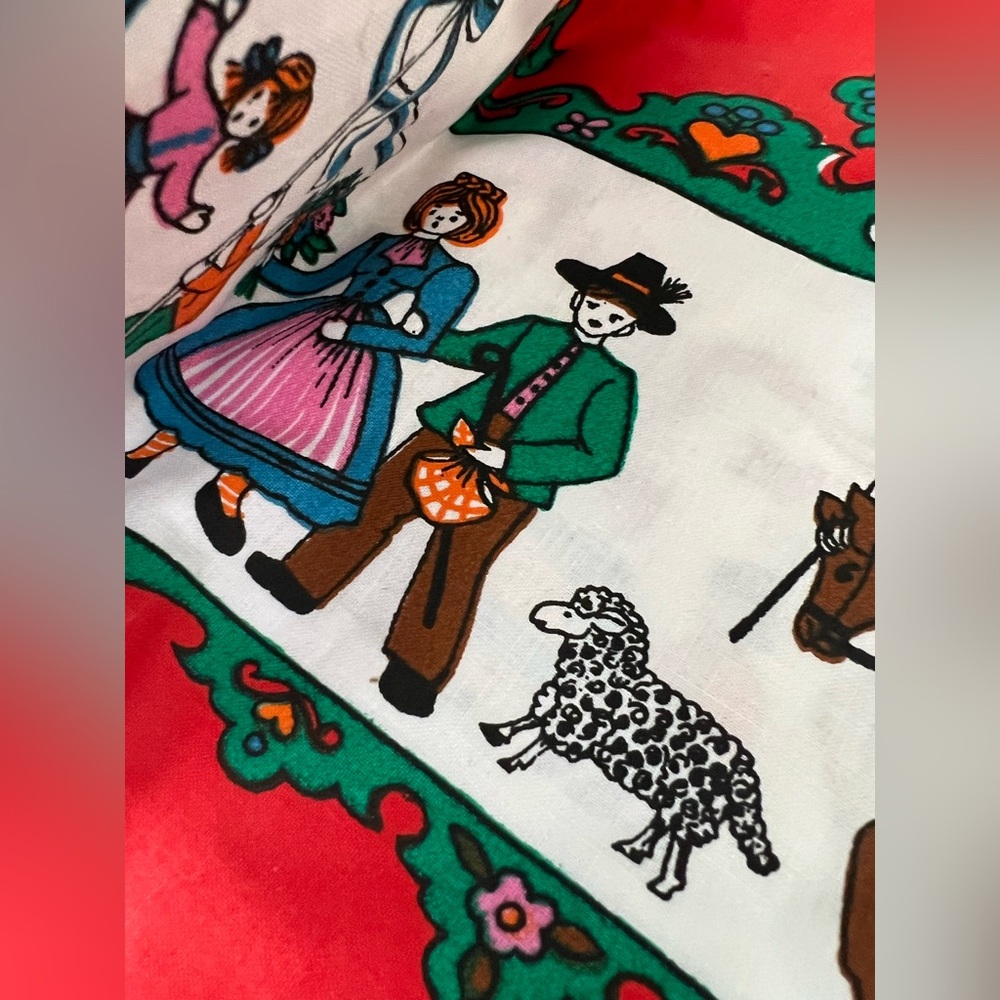 West Germany NEW Vintage German souvenir square tablecloth folk art game table